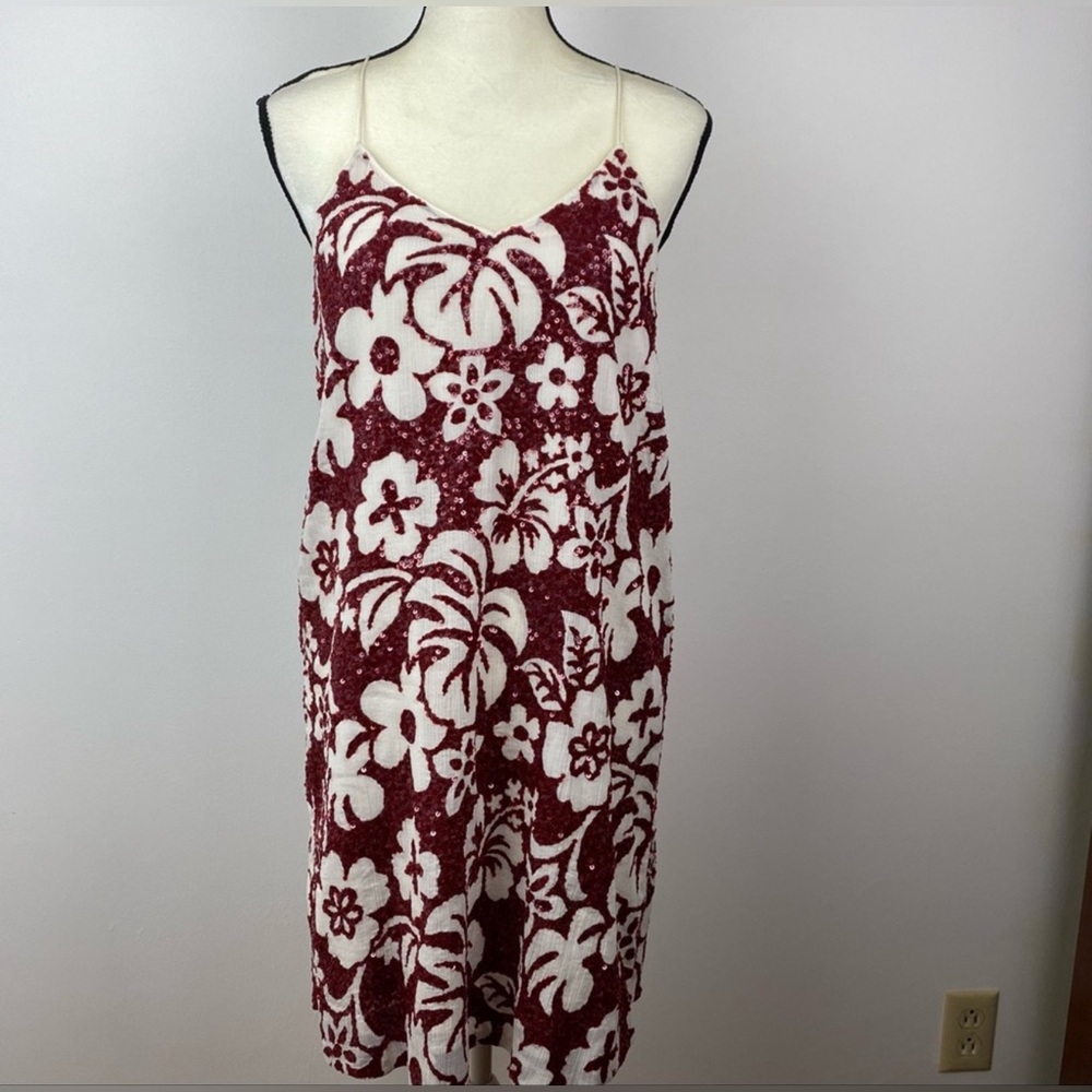 J Crew Collection red sequin tropical mini dress - size 2. M - Picture 5 of 9